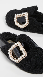 Suecomma Bonnie Jewel Buckle Detailed Eco-Fur Sandals