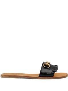 Gucci шлепанцы Horsebit с бахромой