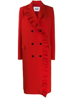 MSGM пальто длины миди с оборками