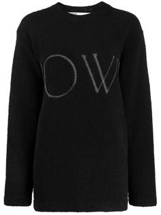 Off-White вязаный джемпер с логотипом