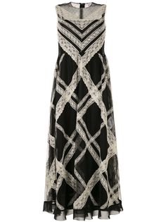 Red Valentino длинное платье с кружевной отделкой