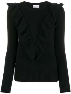 Red Valentino ruffled V jumper