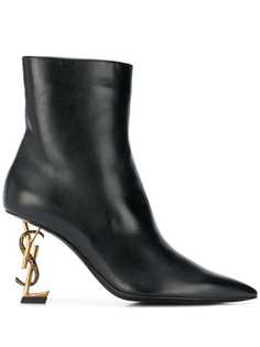 Saint Laurent ботильоны на каблуке в форме логотипа