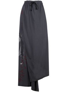 Yohji Yamamoto юбка с принтом и драпировкой
