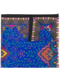 Etro шарф с принтом и бахромой