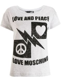 Love Moschino футболка Peace & Love с пайетками