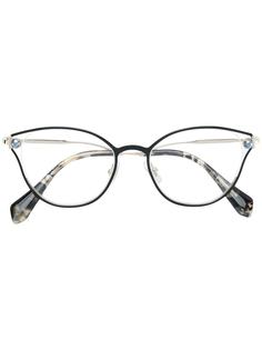 Miu Miu Eyewear очки в оправе "кошачий глаз" с искусственным жемчугом