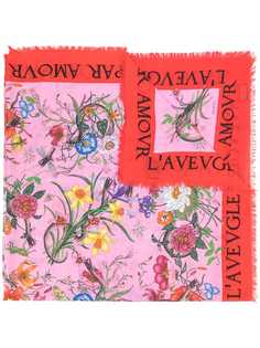 Gucci шаль с принтом Flora Snake