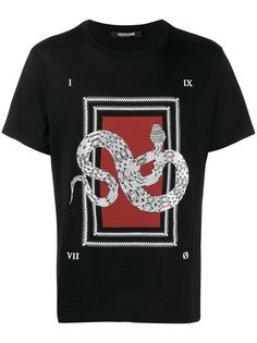 Roberto Cavalli декорированная футболка с графичным принтом