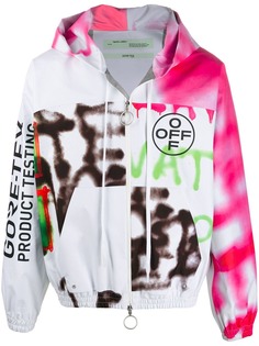 Off-White куртка с принтом и капюшоном