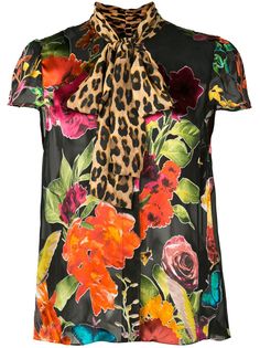 Alice+Olivia Jeannie printed bow-tie shirt