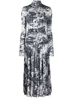 Victoria Victoria Beckham платье с плиссировкой и принтом