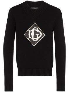 Dolce & Gabbana джемпер с V-образным вырезом и логотипом