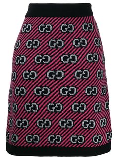 Gucci жаккардовая юбка в полоску с узором GG