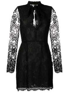 Saint Laurent платье мини с кружевной отделкой
