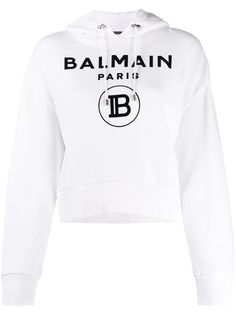 Balmain укороченное худи с логотипом