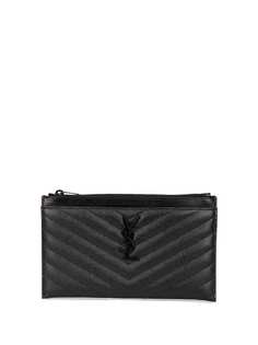 Saint Laurent фактурный клатч с декором Monogram