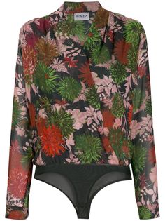 Ainea wrap-style floral bodysuit