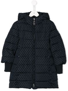 Monnalisa heart print quilted coat