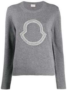 Moncler sequin logo-embroidered jumper