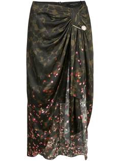 Mother Of Pearl draped camouflage print skirt