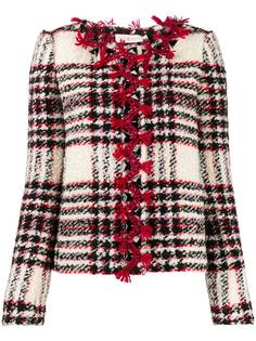 Tory Burch embroidered crystal buttons tweed jacket