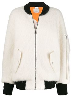 Laneus textured contrast-trimmed bomber jacket