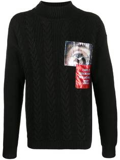 Frankie Morello patch detail mock-neck jumper