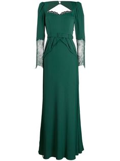 Self-Portrait belted lace trim gown