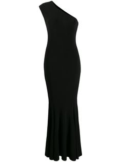 Norma Kamali one-shoulder fishtail gown
