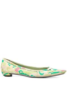Prada Pre-Owned жаккардовые балетки с заостренным носком
