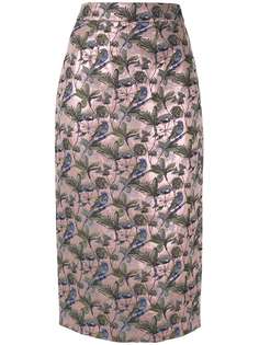 SHANGHAI TANG жаккардовая юбка-карандаш с цветочным узором