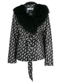 Saks Potts trimmed logo print coat