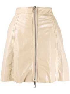 Drome zipped leather a-line skirt