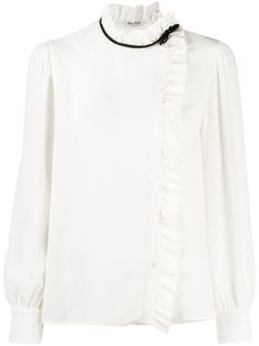 Miu Miu ruffled trim silk blouse