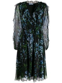 Blumarine lace-trim floral dress