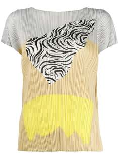 Pleats Please Issey Miyake плиссированная футболка с принтом