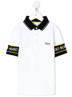 Boss Kids рубашка-поло с логотипом на рукавах