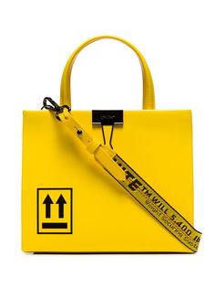 Off-White лакированная сумка-тоут размера мини
