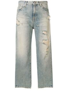 R13 укороченные джинсы Cheryl с прорезями