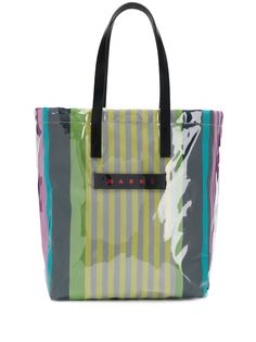 Marni полосатая сумка-тоут с логотипом