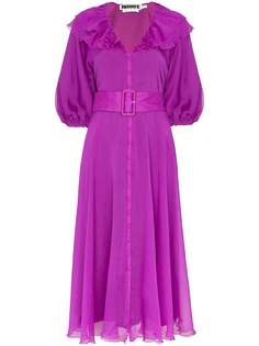 Rotate платье миди на пуговицах с оборками