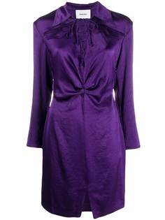 Nanushka lace-up textured shirt dress