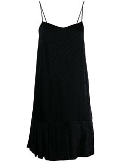 Off-White плиссированное платье-комбинация