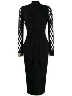 Fendi приталенное платье с сетчатыми вставками