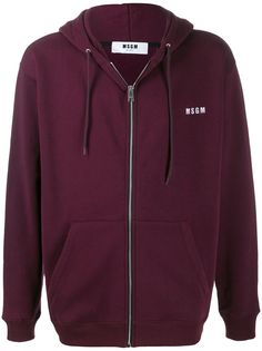 MSGM logo embroidery zipped hoodie