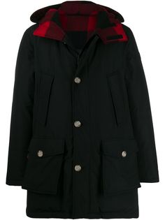 Woolrich check print panel coat