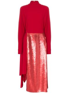 Tibi turtleneck sequin asymmetric silk dress