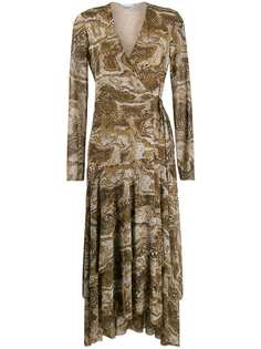 Ganni V-neck snakeskin print dress