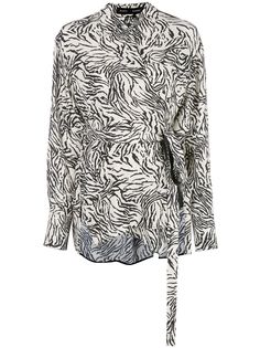 Proenza Schouler zebra print tie waist blouse